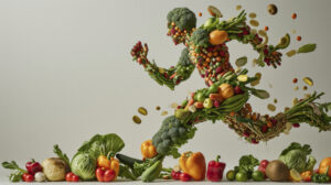 the man is running and full of vegetables, in the style of bio-art, elaborate fruit arrangements, low resolution, disfigured forms, creative commons attribution, molecular, auto body works --ar 16:9 --style raw --v 6 Job ID: 4f5f4605-d5a4-4c6f-974c-34383f527632