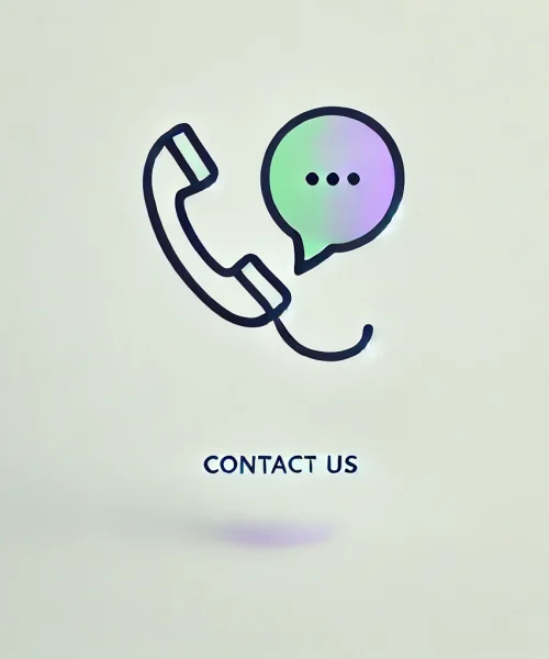 DALL·E 2024-10-21 20.47.08 - A minimalistic visual representation for 'Contact Us' using only one element, such as a phone icon or a chat bubble. The design should be clean and mo